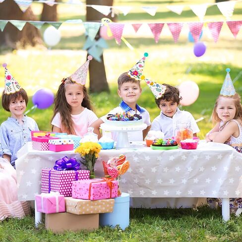 16 PCS Garden Party Hats Bulk with Pompoms Colorful Floral Theme Paper Cone Hats for Kids Happy Birthday Party Headwear Supplies Baby Shower Stuffed Animals Pets Parties Decorations Supplies in Saudi Arabia