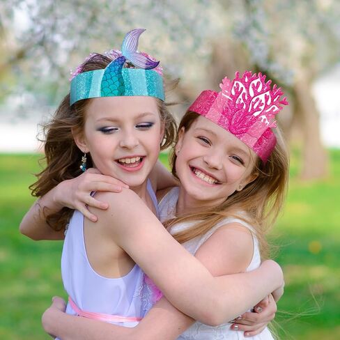 36 Pcs Mermaid Party Favor Hats Mermaid Party Hats for Kids Birthday Headbands Adjustable Paper Crown for Girls Kids Under The Sea Ocean Birthday Party Decorations Supplies in Saudi Arabia