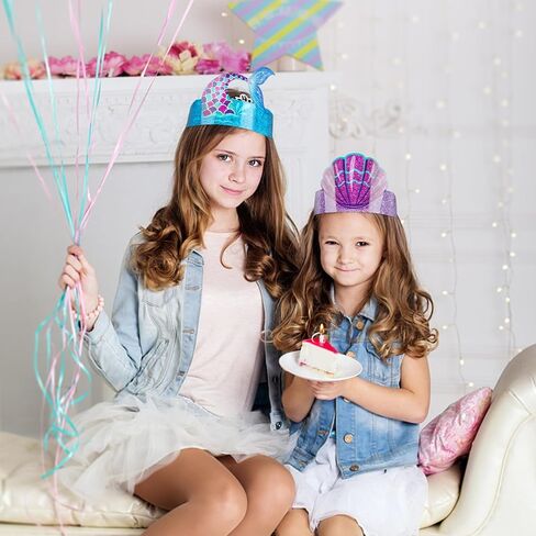 36 Pcs Mermaid Party Favor Hats Mermaid Party Hats for Kids Birthday Headbands Adjustable Paper Crown for Girls Kids Under The Sea Ocean Birthday Party Decorations Supplies in Saudi Arabia