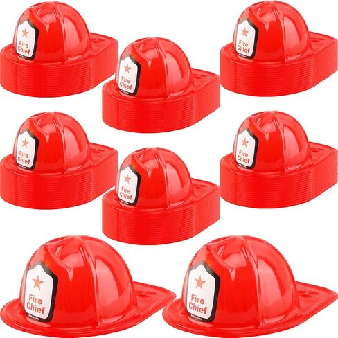 90 Pack Kids Firefighter Hat Bulk Plastic Fire Chief Helme Plastic Fireman Costume Hat for Boys Grils Halloween Firefighter Theme Party Dress up (Color Style 1) in Saudi Arabia