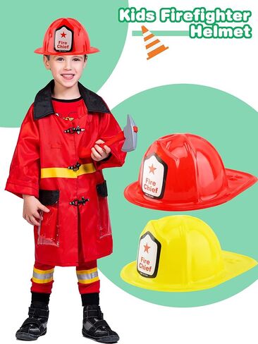 90 Pack Kids Firefighter Hat Bulk Plastic Fire Chief Helme Plastic Fireman Costume Hat for Boys Grils Halloween Firefighter Theme Party Dress up (Color Style 1) in Saudi Arabia