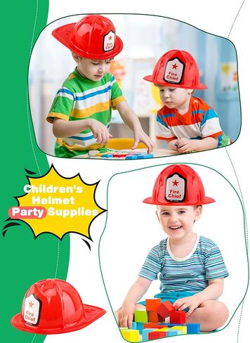 90 Pack Kids Firefighter Hat Bulk Plastic Fire Chief Helme Plastic Fireman Costume Hat for Boys Grils Halloween Firefighter Theme Party Dress up (Color Style 1) in Saudi Arabia