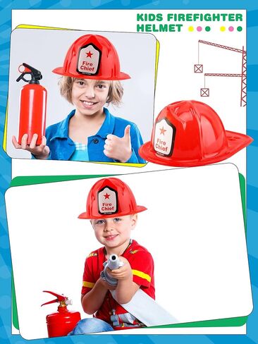 90 Pack Kids Firefighter Hat Bulk Plastic Fire Chief Helme Plastic Fireman Costume Hat for Boys Grils Halloween Firefighter Theme Party Dress up (Color Style 1) in Saudi Arabia