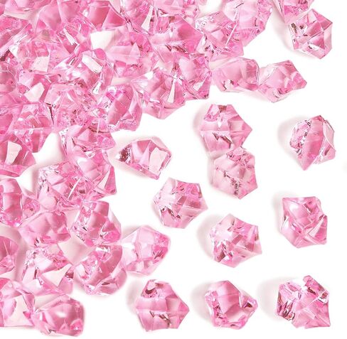 مكعبات ثلج وهمية، 100 قطعة صخور وردية للمزهريات، 17 * 22 ملم ألماس بلاستيكي، مكعبات ثلج بلاستيكية حشو مزهرية للقطع المركزية in Kuwait