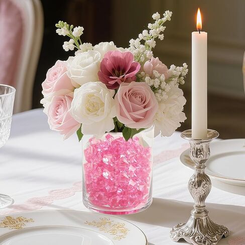 مكعبات ثلج وهمية، 100 قطعة صخور وردية للمزهريات، 17 * 22 ملم ألماس بلاستيكي، مكعبات ثلج بلاستيكية حشو مزهرية للقطع المركزية in Kuwait