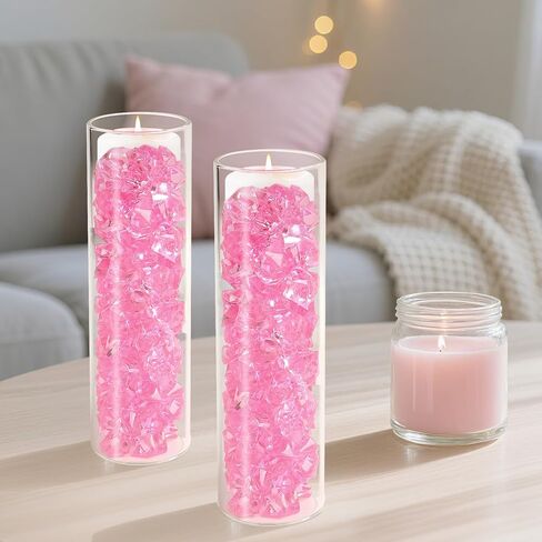 مكعبات ثلج وهمية، 100 قطعة صخور وردية للمزهريات، 17 * 22 ملم ألماس بلاستيكي، مكعبات ثلج بلاستيكية حشو مزهرية للقطع المركزية in Kuwait