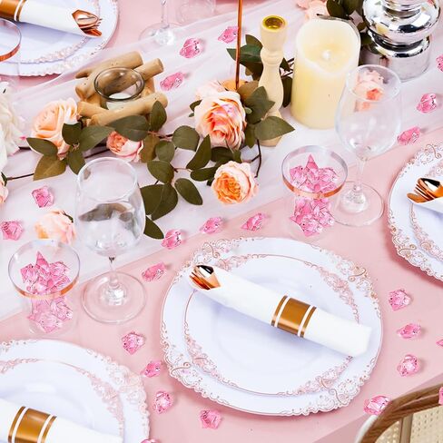 مكعبات ثلج وهمية، 100 قطعة صخور وردية للمزهريات، 17 * 22 ملم ألماس بلاستيكي، مكعبات ثلج بلاستيكية حشو مزهرية للقطع المركزية in Kuwait