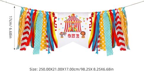 Amosfun Circus Carnival 1st Birthday Party Decorations Party Supplies Highchair Banner Reusable Satin Garland Cone Paper Hat and Photo Booth Props in Saudi Arabia
