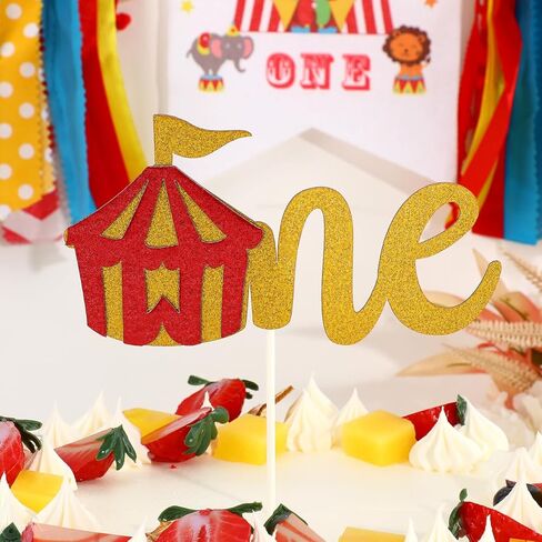 Amosfun Circus Carnival 1st Birthday Party Decorations Party Supplies Highchair Banner Reusable Satin Garland Cone Paper Hat and Photo Booth Props in Saudi Arabia