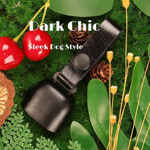 kcrygogo All-Black Dog Bell Set with Genuine Leather Strap, Matte Black Loud Jingle Bell, High-End Stylish Design, Quick Clip, Fits Most Dog Collars, Includes 2 Bells & 2 Pet ID Trackers in Saudi Arabia