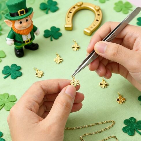 10pcs Brass Four Leaf Clover Charms, Gold Lucky St. Patrick's Day Clover Charms for Jewelry Making Bracelet Necklace Crafting DIY Projects in Kuwait