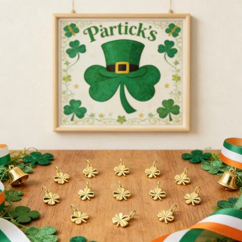 10pcs Brass Four Leaf Clover Charms, Gold Lucky St. Patrick's Day Clover Charms for Jewelry Making Bracelet Necklace Crafting DIY Projects in Kuwait