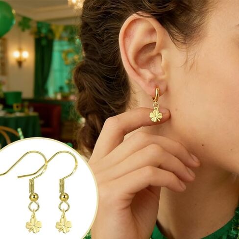 10pcs Brass Four Leaf Clover Charms, Gold Lucky St. Patrick's Day Clover Charms for Jewelry Making Bracelet Necklace Crafting DIY Projects in Kuwait