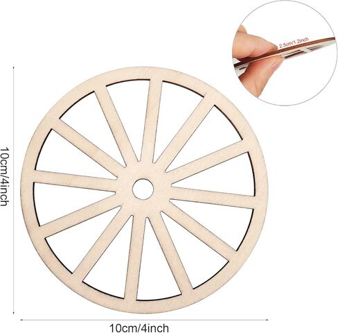 30 Pack 4 Inch Wood Wagon Wheel Cutouts Unfinished Wood Wagon Wheel Crafts Wooden Wagon Wheel Hanging Ornaments DIY Wagon Wheel Craft Gift Tags for Home Party Decoration in Saudi Arabia