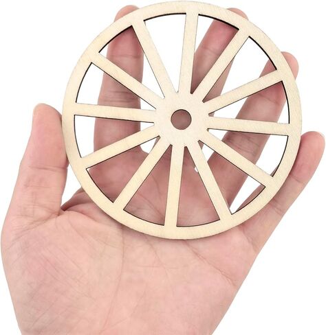 30 Pack 4 Inch Wood Wagon Wheel Cutouts Unfinished Wood Wagon Wheel Crafts Wooden Wagon Wheel Hanging Ornaments DIY Wagon Wheel Craft Gift Tags for Home Party Decoration in Saudi Arabia