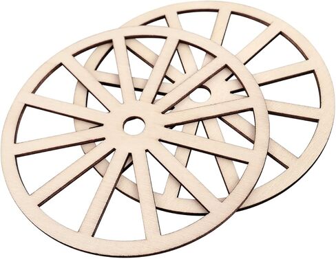 30 Pack 4 Inch Wood Wagon Wheel Cutouts Unfinished Wood Wagon Wheel Crafts Wooden Wagon Wheel Hanging Ornaments DIY Wagon Wheel Craft Gift Tags for Home Party Decoration in Saudi Arabia
