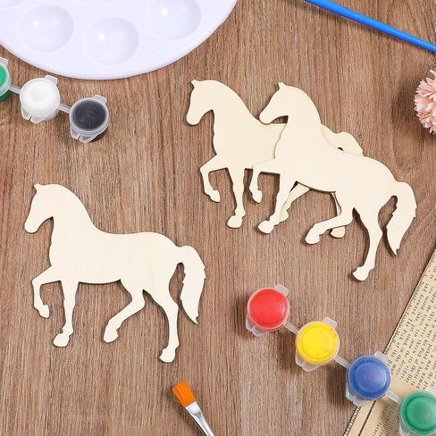 20 Pcs Wooden Horse, 4 Inch Horse Ornaments Unfinished Wood Wood Running Horses Cutouts for Making Gift Tags Home Party Decoration in Saudi Arabia