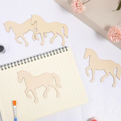 20 Pcs Wooden Horse, 4 Inch Horse Ornaments Unfinished Wood Wood Running Horses Cutouts for Making Gift Tags Home Party Decoration in Saudi Arabia
