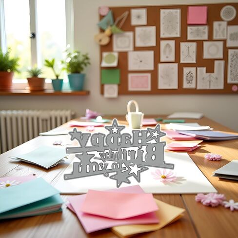 Birthday Words Die Cut for Card Making, Hollow Out Metal Cutting Dies Congratulations Die Cuts Birthday Embossing Stencils Template for DIY Scrap-Booking Decor Wedding Birthday Blessing Card in Saudi Arabia