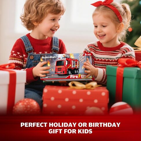 3in1 Fire Truck Toy with Foldable Race Track & 12 Diecast Race Cars Toys, Fire Trucks for Toddlers 3-5 with Lights & Sounds, Carrier Truck Car Kids Toy Gift for Age 3 4 5 6+ Year Old Boys Girls in Kuwait
