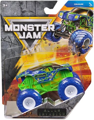 Monster Jam 2026 Official 1:64 Diecast Truck Series 45 غزو كائن فضائي طفولي in Kuwait