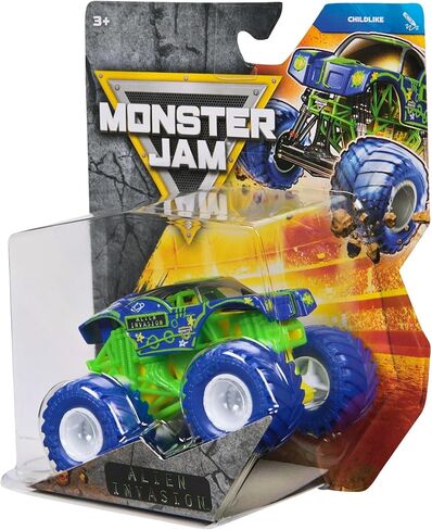 Monster Jam 2026 Official 1:64 Diecast Truck Series 45 غزو كائن فضائي طفولي in Kuwait