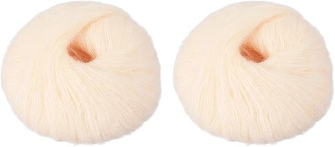 خيوط باتيكل 2 skeins الموهير، غزل ناعم من الموهير الصناعي، خيوط منفوشة رقيقة للحياكة والحياكة، سترة وشاح، قبعة الحرف، سجادة بطانية، بيج فاتح in Kuwait
