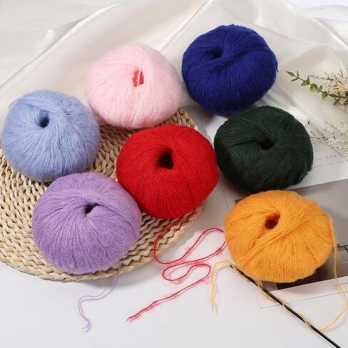 خيوط باتيكل 2 skeins الموهير، غزل ناعم من الموهير الصناعي، خيوط منفوشة رقيقة للحياكة والحياكة، سترة وشاح، قبعة الحرف، سجادة بطانية، بيج فاتح in Kuwait