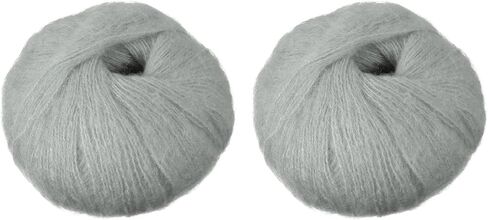 خيوط باتيكل 2 skeins الموهير، غزل ناعم من الموهير الصناعي، خيوط منفوشة رقيقة للحياكة والحياكة، سترة وشاح، قبعة الحرف، سجادة بطانية، بيج فاتح in Kuwait