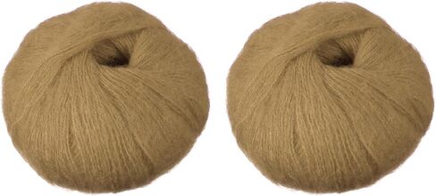 خيوط باتيكل 2 skeins الموهير، غزل ناعم من الموهير الصناعي، خيوط منفوشة رقيقة للحياكة والحياكة، سترة وشاح، قبعة الحرف، سجادة بطانية، بيج فاتح in Kuwait