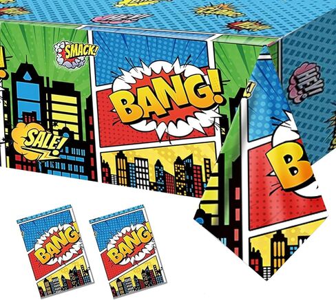 2Pcs Superhero Birthday Party Tablecloths Plastic 70.8x42.5 Inches Comic Super Hero City Disposable Table Cloth for Little Hero Birthday Party Hero Cityscape Table Cover Decortions in Saudi Arabia