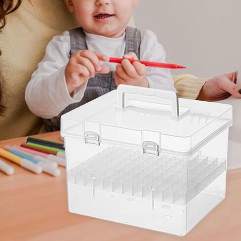 Colaxi Marker Case Storage Container Multifunctional Transparent Marker Organizer Art Supplies for Color Highlighter Watercolor Pens, 120 Slots in Saudi Arabia