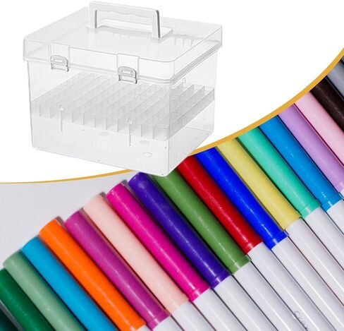 Colaxi Marker Case Storage Container Multifunctional Transparent Marker Organizer Art Supplies for Color Highlighter Watercolor Pens, 120 Slots in Saudi Arabia
