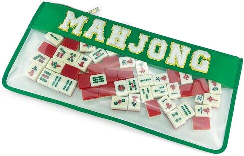 Empty Mahjong Tile Bag – Waterproof Mahjong Case Fits 166 Tiles (1.2") – Portable Mahjong Carrying Bag with Zipper and Letters (Case Only) in Saudi Arabia