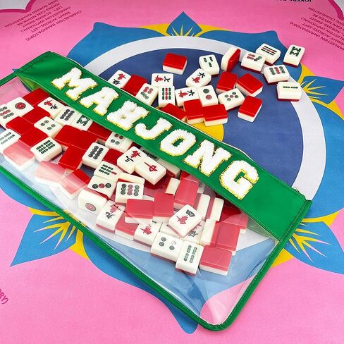 Empty Mahjong Tile Bag – Waterproof Mahjong Case Fits 166 Tiles (1.2") – Portable Mahjong Carrying Bag with Zipper and Letters (Case Only) in Saudi Arabia