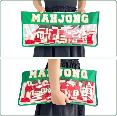 Empty Mahjong Tile Bag – Waterproof Mahjong Case Fits 166 Tiles (1.2") – Portable Mahjong Carrying Bag with Zipper and Letters (Case Only) in Saudi Arabia