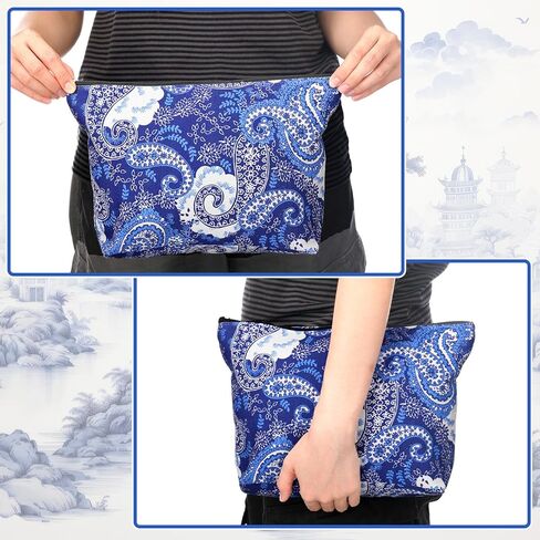 2 Pcs Empty American Mahjong Tile Bags White Blue Printed Thickened Soft Bags Suitable for 166 Standard Size American Mahjong Tiles and Accessories 13 x 3.2 x 7.8 Inch Cases Only in Saudi Arabia