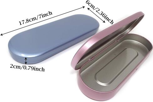 "2PCS Metal Tin Box Portable Pen Case Rectangular Empty Hinged Tins Box Home Organizers for Pen Pencil Makeup Brushes, 2 Colors, Random Colors" in Saudi Arabia