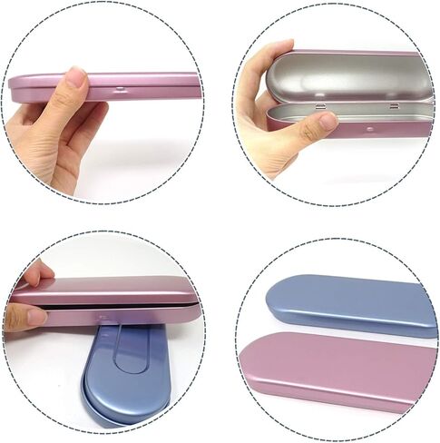"2PCS Metal Tin Box Portable Pen Case Rectangular Empty Hinged Tins Box Home Organizers for Pen Pencil Makeup Brushes, 2 Colors, Random Colors" in Saudi Arabia