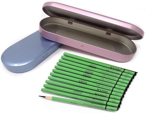 "2PCS Metal Tin Box Portable Pen Case Rectangular Empty Hinged Tins Box Home Organizers for Pen Pencil Makeup Brushes, 2 Colors, Random Colors" in Saudi Arabia