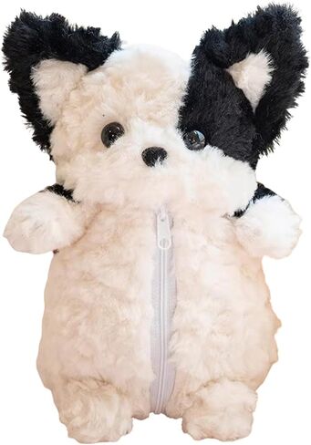 ZQW Cute 3D Fuzzy Dog Plush Pencil Case - Adorable Animal Pouch Makeup Cosmetics Organizer, Kawaii Desk Decor for Travel (Light brown) in Saudi Arabia
