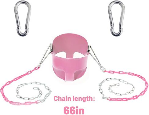 nets Tribe59 High Back Full Bucket Toddler Swing Seat with Heavy Duty Plastic Coated Chains, Fully Assembled for Playground Swing Set Accessories, Outside, Backyard (Pink) in Saudi Arabia