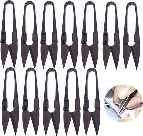 12Pcs 4" Sewing Scissors Set - Carbon Steel Trimming Nipper Yarn Lightweight Thread Cutter - Portable Mini Embroidery Clipper Stitching Snip for DIY Craft Black in Saudi Arabia