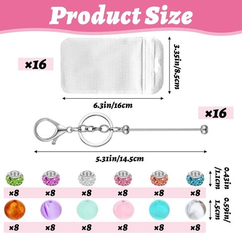 128 Pcs Beadable Keychains Kit, DIY Blank Keychains Bulk for Keychain Making Accessories Keychain Bars for Women Men Bracelet Necklace DIY Crafts Making in Saudi Arabia