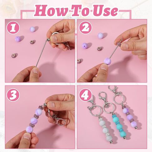 128 Pcs Beadable Keychains Kit, DIY Blank Keychains Bulk for Keychain Making Accessories Keychain Bars for Women Men Bracelet Necklace DIY Crafts Making in Saudi Arabia