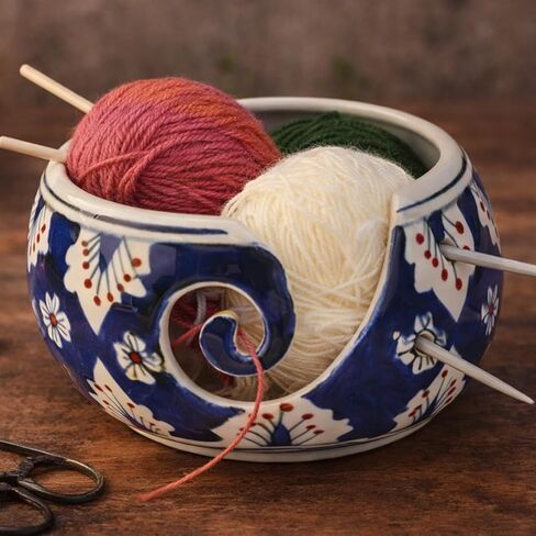 7" Ceramic Yarn Bowl for Knitting and Crocheting Bowl with Smooth Spiral Outlet for Tangle-Free Knitting by ABHANDICRAFTS (AB-BOWL-007) in Kuwait
