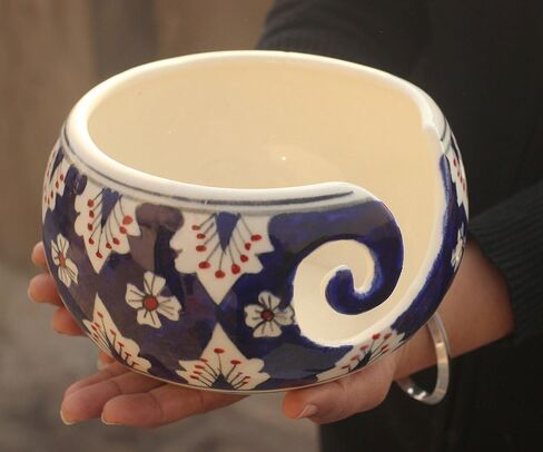 7" Ceramic Yarn Bowl for Knitting and Crocheting Bowl with Smooth Spiral Outlet for Tangle-Free Knitting by ABHANDICRAFTS (AB-BOWL-007) in Kuwait