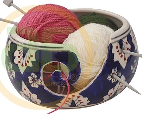 7" Ceramic Yarn Bowl for Knitting and Crocheting Bowl with Smooth Spiral Outlet for Tangle-Free Knitting by ABHANDICRAFTS (AB-BOWL-007) in Kuwait