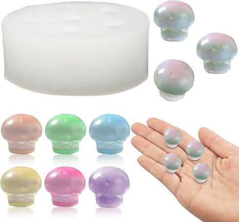 Cute Tiny Mushroom Resin Silicone Mold Micro Dollhouse Plant Epoxy Casting Mold for DIY Resin Art Fairy Garden Miniatures Landscape Crafts Decor(4-Cavity, Style 4) in Saudi Arabia