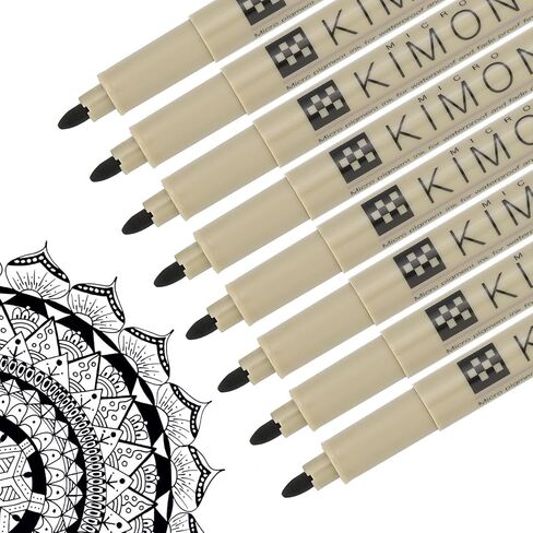 PATIKIL Micro Pen Fineliner Pens, 8Pcs 3mm Medium Point Drawing Pens Waterproof for Archival Artist Calligraphy Illustration Journaling Sketch, Black in Saudi Arabia